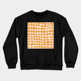 Abstract organic wonky played, gingham pattern in soft pink and golden mustard Crewneck Sweatshirt